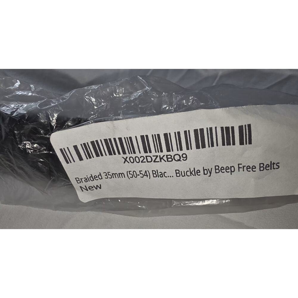 Beep Free® Black Braided 1-1/8" Leather Belt | Airport Friendly 100% Metal Free